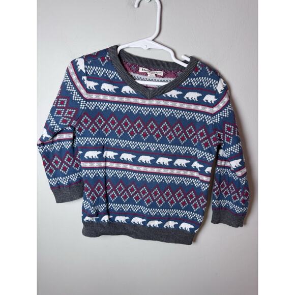 Hatley Gray Fair Isle Winter Bear Sweater Boys Pull Over Sz 3T - Picture 4 of 9